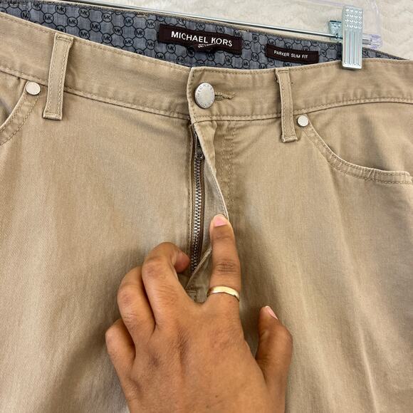 Michael Kors Parker Slim Fit Khaki Classic Jeans Pants Mens Size 30 x 32  ** - Picture 8 of 13